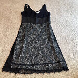 Moulinette Soeurs Dress Anthropologie Silk LBD Lace Chiffon Empire Cocktail Sz 6